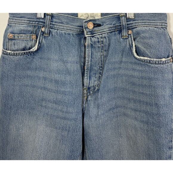 Free People We The Free Womens 25 Jeans Distressed Raw Hem Button Fly Blue Boho - Picture 7 of 11